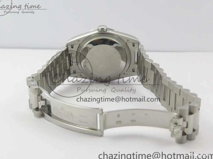 0521 Day-Date 36 SS 128239 Bp Maker Best Edition White MOP Dial Crystral Markers on President Bracelet FlexibleFit 3153